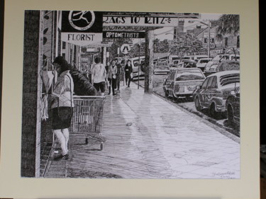 Drawing titled "lismore streets" by Jean-Jacques Marchal, Original Artwork, Ink