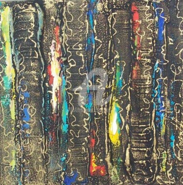 Painting titled "abstrait fils d'or" by Florence. Oosth, Original Artwork