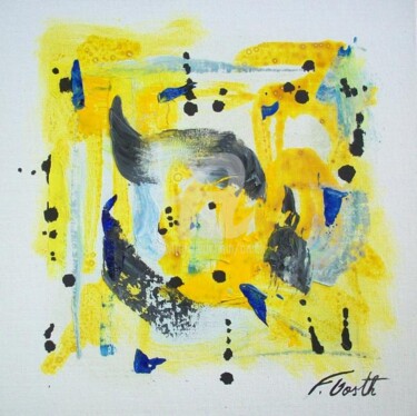 Peinture intitulée "Flash citron" par Florence. Oosth, Œuvre d'art originale, Huile Monté sur Carton