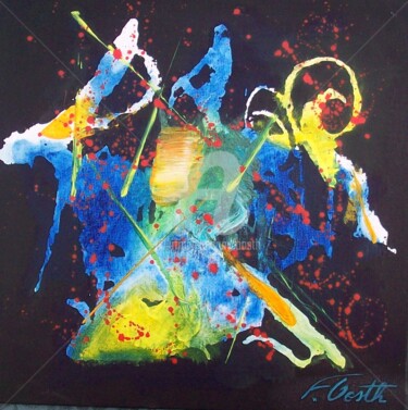Painting titled "carnaval" by Florence. Oosth, Original Artwork, Oil Mounted on Cardboard
