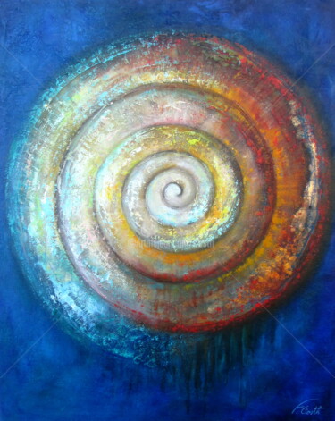 Peinture intitulée "spirale-azur-002.jpg" par Florence. Oosth, Œuvre d'art originale, Huile