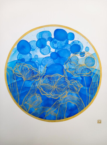Peinture intitulée "Fleurs irréelles -…" par Opaline, Œuvre d'art originale, Aquarelle