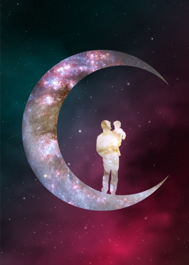 Digitale Kunst getiteld "Moon child" door Opelmendoza, Origineel Kunstwerk, 2D Digital Work
