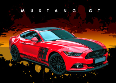 Digital Arts titled "Mustang GT" by Opelmendoza, Original Artwork, 2D Digital Work