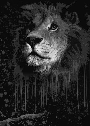 Digital Arts titled "Lion" by Opelmendoza, Original Artwork, Digital Painting