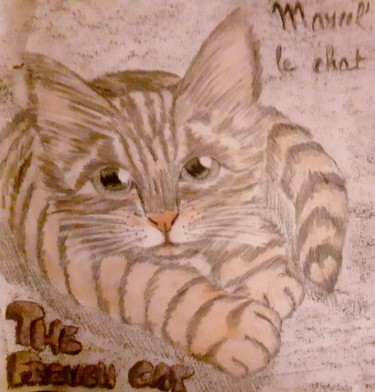 Dessin intitulée "Marcel, the French…" par Minnie House, Œuvre d'art originale, Crayon