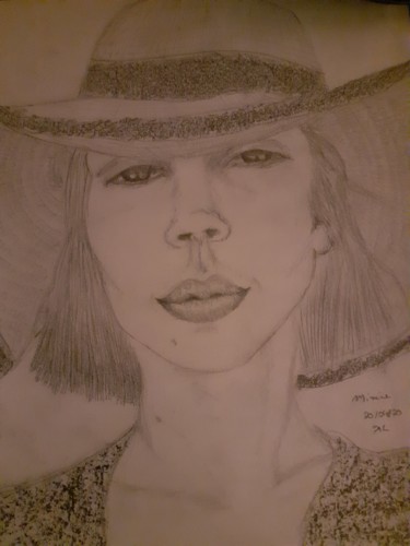 Drawing titled "Autoretrato" by Minnie House, Original Artwork, Pencil