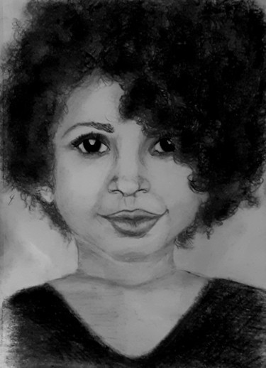 Drawing titled "Portrait fillette" by Minnie House, Original Artwork, Pencil