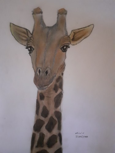 Dessin intitulée "Girafe" par Minnie House, Œuvre d'art originale, Crayon