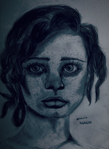 Drawing titled "Inconnue" by Minnie House, Original Artwork, Pencil