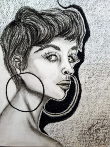 Drawing titled "Portrait 3" by Minnie House, Original Artwork, Charcoal