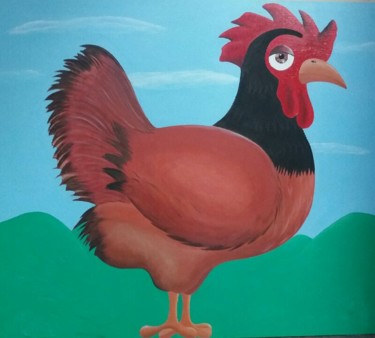 Peinture intitulée ""ma poule"" par Minimôa, Œuvre d'art originale, Acrylique