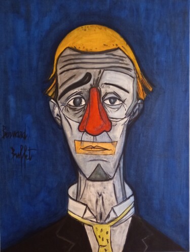 Malarstwo zatytułowany „Le clown de Bernard…” autorstwa Ophélie Bonheme, Oryginalna praca, Olej