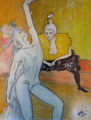 「Danse avec Toulouse…」というタイトルの絵画 Ophélie Bonhemeによって, オリジナルのアートワーク, オイル ウッドストレッチャーフレームにマウント