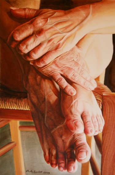 Painting titled "hands&feet" by Paola Angelotti, Original Artwork