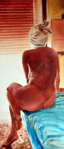 Schilderij getiteld "hommage à Ingres" door Paola Angelotti, Origineel Kunstwerk, Olie