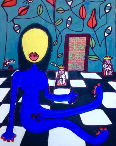"Chess time" başlıklı Tablo Opillac tarafından, Orijinal sanat, Zamklı boya Ahşap panel üzerine monte edilmiş
