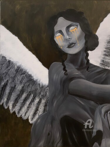 Painting titled "L’ange." by Opinoy, Original Artwork, Oil