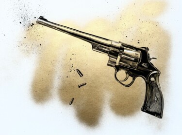 Painting titled "Smith&Wesson gold" by Oplyart Pavlova, Original Artwork, Acrylic