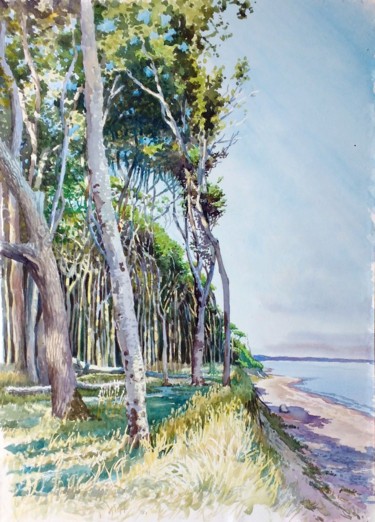 Painting titled "Буковый лес" by Aleksei Stepankov, Original Artwork, Watercolor