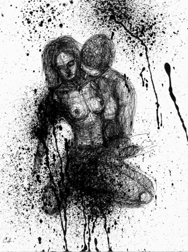 Disegno intitolato "in love 8" da Sasha Neschastnova, Opera d'arte originale, Penna gel