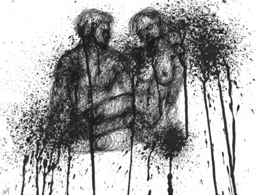 Disegno intitolato "In love 13" da Sasha Neschastnova, Opera d'arte originale, Penna gel