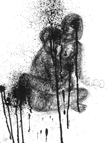 Drawing titled "In love-1" by Sasha Neschastnova, Original Artwork, Gel pen