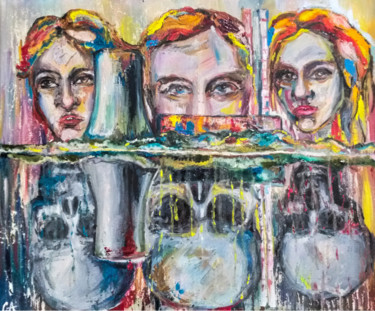 Malerei mit dem Titel "Unemployment (THINK…" von Sasha Neschastnova, Original-Kunstwerk, Öl