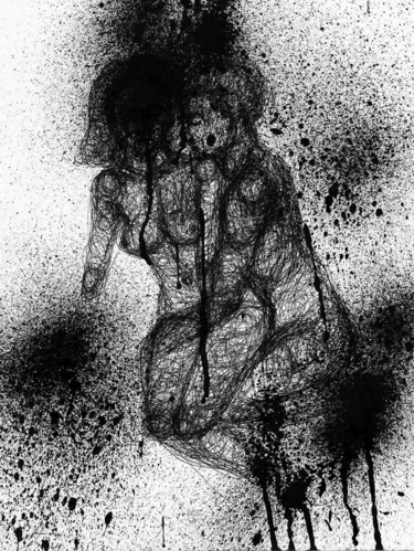 Рисунок под названием "in love- 0.1" - Sasha Neschastnova, Подлинное произведение искусства, Гелевая ручка