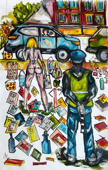 Malerei mit dem Titel ""Comrade policeman,…" von Sasha Neschastnova, Original-Kunstwerk, Öl