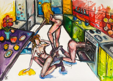 Картина под названием "Housewives" - Sasha Neschastnova, Подлинное произведение искусства, Масло