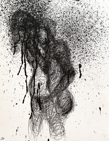 Рисунок под названием "In love - 5" - Sasha Neschastnova, Подлинное произведение искусства, Гелевая ручка