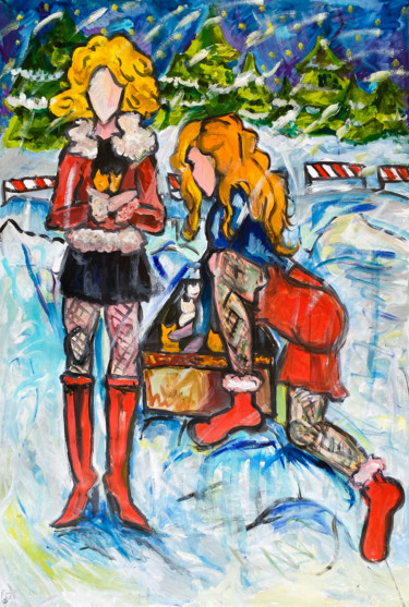 Картина под названием ""Prostitutes warm a…" - Sasha Neschastnova, Подлинное произведение искусства, Масло