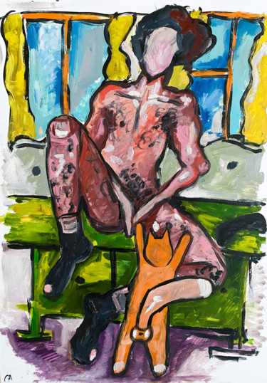Malerei mit dem Titel "MEN" von Sasha Neschastnova, Original-Kunstwerk, Öl
