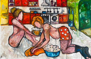 Malerei mit dem Titel "Domesticity" von Sasha Neschastnova, Original-Kunstwerk, Öl