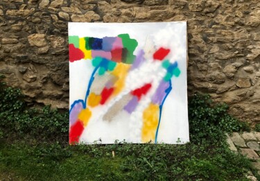 Painting titled "Pancréas" by Opur, Original Artwork, Spray paint Mounted on Wood Stretcher frame