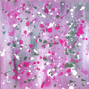 Malarstwo zatytułowany „Rose, vert et blanc” autorstwa Orane Duhamel, Oryginalna praca, Akryl Zamontowany na Drewniana rama…