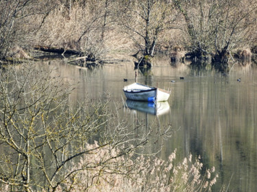 Photographie intitulée "Barque sur le Rhône." par Alain Brasseur, Œuvre d'art originale