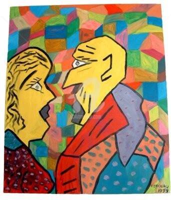 Peinture intitulée "Le couple" par Frédéric Orceau, Œuvre d'art originale, Huile