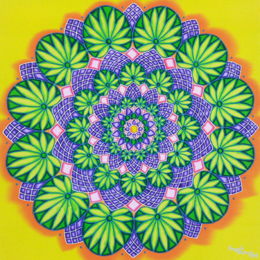 Painting titled "Lotus Mandala 3" by Tereza Ordyan, Original Artwork, Acrylic