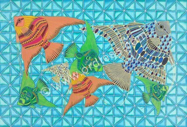 Painting titled "Fish" by Tereza Ordyan, Original Artwork, Acrylic