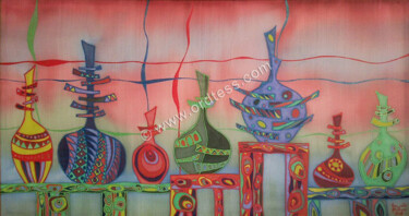 Картина под названием "Jars" - Tereza Ordyan, Подлинное произведение искусства, Ткань