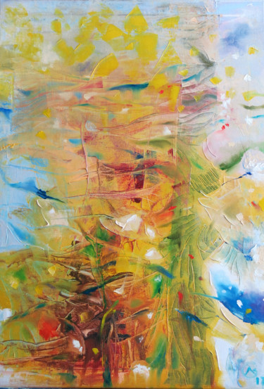 Pintura titulada "Grass Fields" por Oreige, Obra de arte original, Oleo