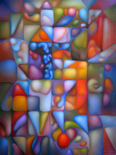 Schilderij getiteld "Mosaic of love / Mo…" door Orest Dubay, Origineel Kunstwerk, Olie