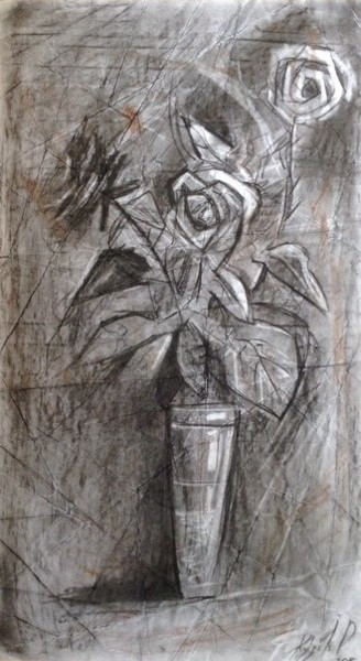 Картина под названием "Розы" - Orest Kuziv, Подлинное произведение искусства
