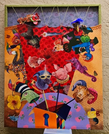 Painting titled "Puppets, Toys and c…" by Orestes Barrios Maranon, Original Artwork, Acrylic