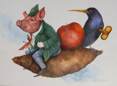 Peinture intitulée "From the toys serie…" par Orestes Barrios Maranon, Œuvre d'art originale, Aquarelle