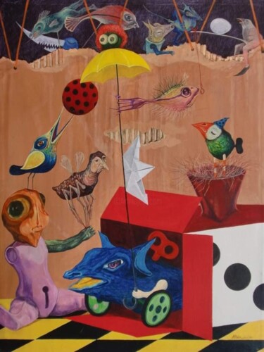 Peinture intitulée "small theater" par Orestes Barrios Maranon, Œuvre d'art originale, Acrylique