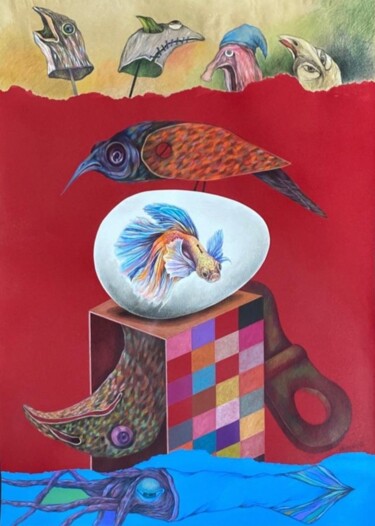 Malerei mit dem Titel "Dialogue" von Orestes Barrios Maranon, Original-Kunstwerk, Bleistift