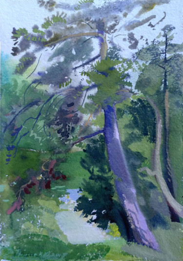 Painting titled "Lac de Bois Boulogne" by Orest Hrytsak, Original Artwork, Pigments